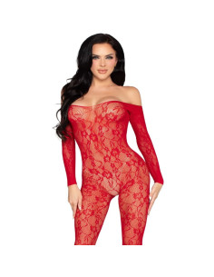 LEG AVENUE - 89366 NĖRINIUOTAS APATINIS TRIKOTAŽAS BODYSTOCKING RAUDONAS - VIENAS DYDIS