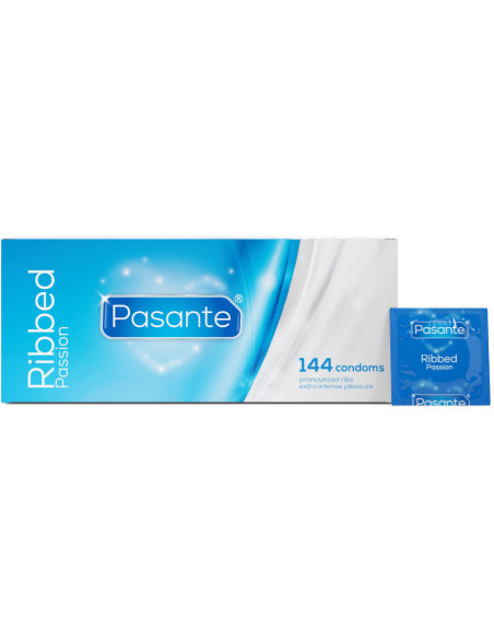 PASANTE - Briaunoti „Passion“ prezervatyvai, dėžutėje 144 vienetai