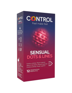 CONTROL - SENSUAL DOTS AND LINES TAŠKAI IR STRIJOS 12 VIENETŲ