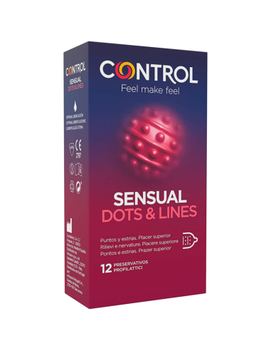 CONTROL - SENSUAL DOTS AND LINES TAŠKAI IR STRIJOS 12 VIENETŲ