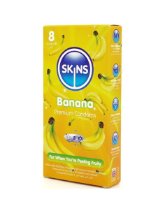 SKINS - BANANŲ PREMIUM PREZERVATYVŲ PAKUOTĖ, 8 vnt. 2