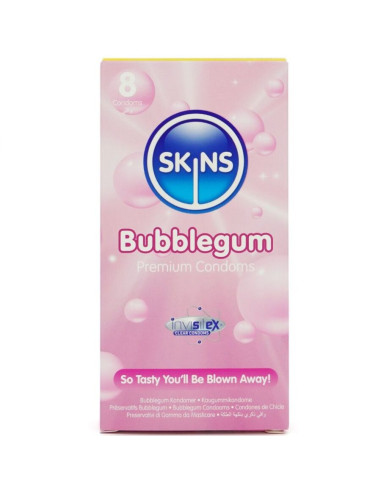 SKINS - BUBBLEGUM PREMIUM PREZERVATYVŲ PAKUOTĖ, 8 vnt.
