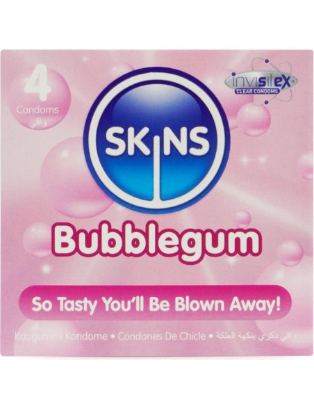 SKINS - BUBBLEGUM PREMIUM PREZERVATYVŲ PAKUOTĖ, 4 vnt.