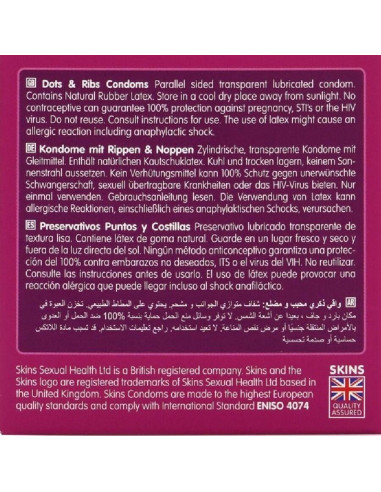 SKINS - DOTS and RIBS PREMIUM PREZERVATYVŲ PAKUOTĖ, 4 vnt.