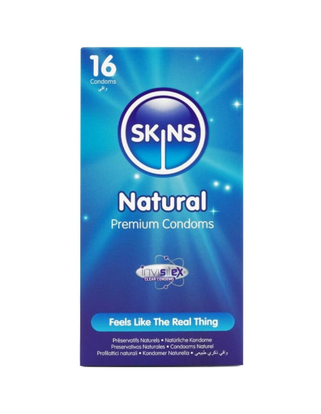 SKINS - NATŪRALŪS PREMIUM PREZERVATYVAI, 16 PAKUOTĖ