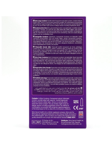 SKINS - YPAČ DIDELIS PREMIUM KLASĖS PREZERVATYVŲ PAKUOTĖ, 16 VNT.