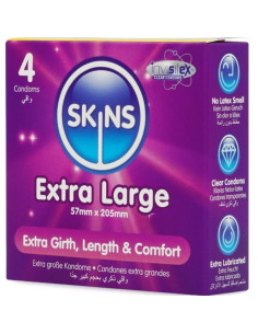 SKINS - YPAČ DIDELIS PREMIUM KLASĖS PREZERVATYVŲ PAKUOTĖ, 4 vnt. 2