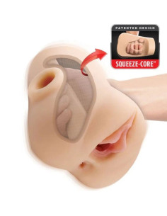 PDX PLUS - DOUBLE POUNDER VIBRATING SQUEEZE STROKER LIGHT 20.5 CM