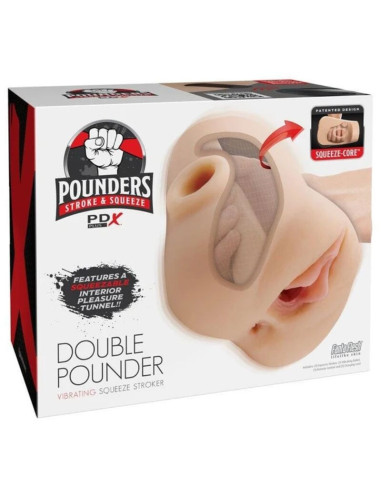 PDX PLUS - DOUBLE POUNDER VIBRATING SQUEEZE STROKER LIGHT 20.5 CM