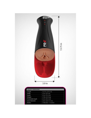 PDX ELITE - FAP-O-MATIC PRO XL AUTOMATIC VIBRATING STROKER BROWN 34.9 CM