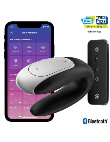 SATISFYER - DOUBLE FUN PARTNER VIBRATOR BLACK