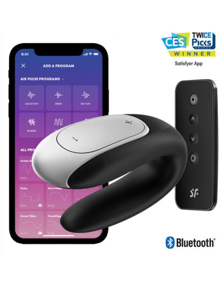 SATISFYER - DOUBLE FUN PARTNER VIBRATOR BLACK