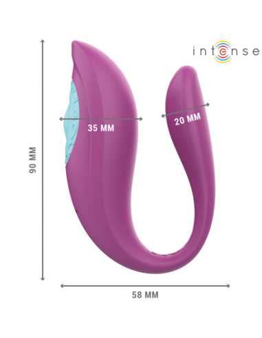INTENSE - ANNIE U FORMOS VIBRATORIUS IR STIMULIATORIUS VIOLETINIS NUOTOLINIO VALDYMO PULTELIS