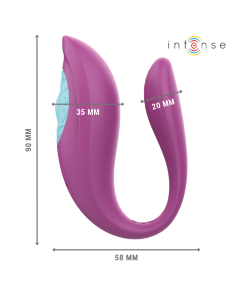 INTENSE - ANNIE U FORMOS VIBRATORIUS IR STIMULIATORIUS VIOLETINIS NUOTOLINIO VALDYMO PULTELIS