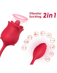 ARMONY - PINK 2 IN 1 SUCTION STIMULATOR and VIBRATOR 10 MODES WITH RED TAIL
