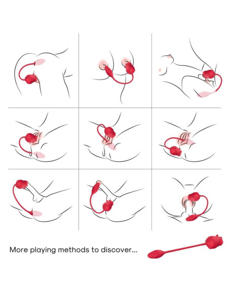 ARMONY - PINK 2 IN 1 SUCTION STIMULATOR and VIBRATOR 10 MODES WITH RED TAIL