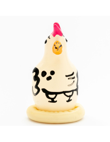 CONDOMERIE - HANDPAINTED NOVELTY CONDOMS COCKY ROOSTER