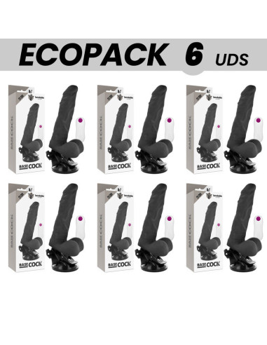 ECOPACK 6 UNITS - BASECOCK VIBRADOR ARTICULABLE CONTROL REMOTO NEGRO 21 CM -O- 5 CM