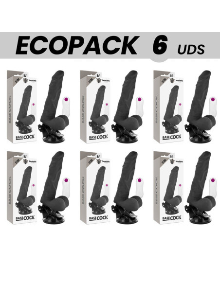 ECOPACK 6 UNITS - BASECOCK VIBRADOR ARTICULABLE CONTROL REMOTO NEGRO 21 CM -O- 5 CM