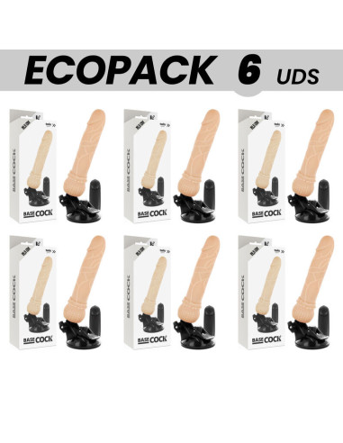 ECOPACK 6 VIENETAI - BASECOCK REALISTINIS VIBRATORIUS SU NUOTOLINIO VALDYMO VALDYMU 19,5 CM - O- 4 CM