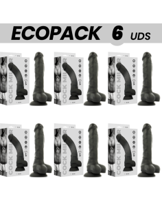 ECOPACK 6 UNITS - COCK MILLER SILICONE DENSITY ARTICULABLE BLACK COCKSIL 18 CM