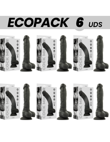 ECOPACK 6 UNITS - COCK MILLER SILICONE DENSITY ARTICULABLE BLACK COCKSIL 18 CM