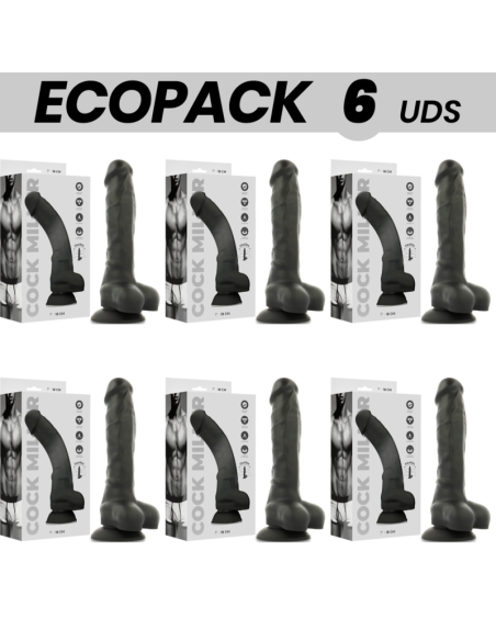 ECOPACK 6 VIENETAI - COCK MILLER SILIKONINIO TANKIO JUODAS COCKSIL 18 CM