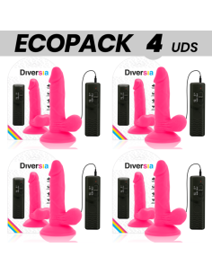 ECOPACK 6 UNITS - DIVERSIA FLEXIBLE VIBRATING DILDO PINK 17 CM -O- 3.3 CM