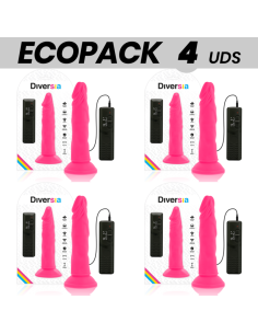 ECOPACK 6 UNITS - DIVERSIA FLEXIBLE VIBRATING DILDO PINK 23 CM -O- 4.3 CM