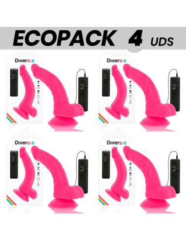 ECOPACK 6 UNITS - DIVERSIA FLEXIBLE VIBRATING DILDO PINK 21.5 CM -O- 4.5 CM