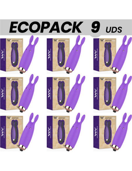 ECOPACK 9 UNITS - WOMANVIBE BUGSY RABBIT SILICONE STIMULATOR