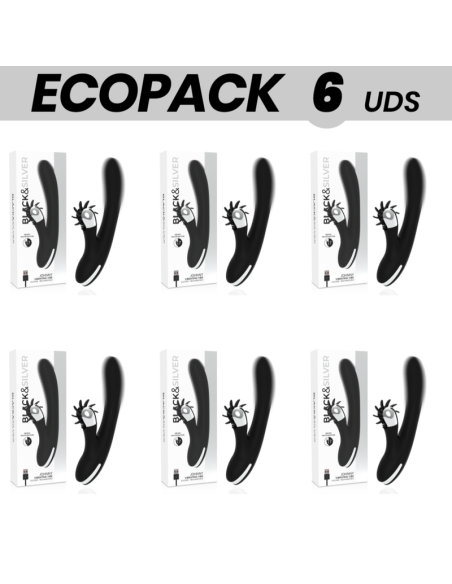 ECOPACK 6 UNITS - BLACKandSILVER BUNNY JOHNNY VIBRATING VIBE