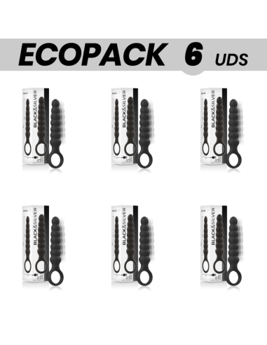 ECOPACK 6 VIENETŲ - BLACKandSILVER BOB GALINGA SILIKONINĖ ANALINĖ GRANDINĖ
