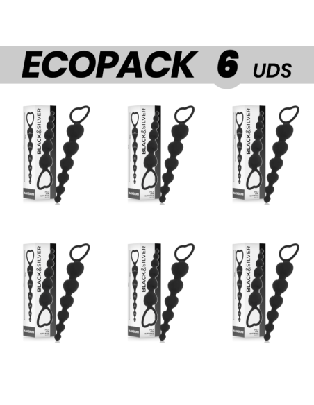 ECOPACK 6 VIENETAI - BLACKandSILVER MILA ANALINĖ ŠIRDELĖS GRANDINĖ 18 CM