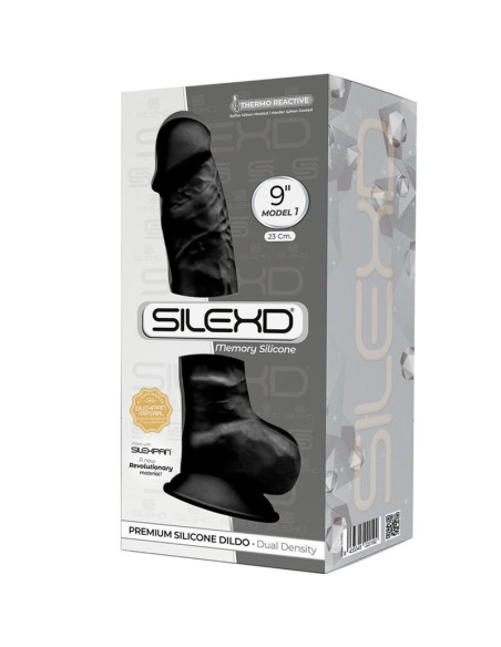 SILEXD - MODEL 1 REALISTIC PENIS PREMIUM SILEXPAN SILICONE BLACK 23 CM