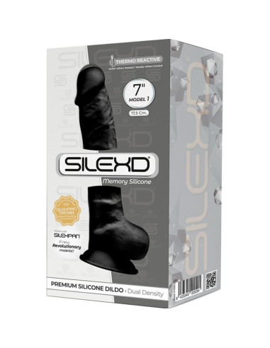 SILEXD - MODEL 1 REALISTIC PENIS PREMIUM SILEXPAN SILICONE BLACK 17.5 CM