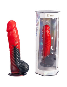 SILEXD - DEVIL DILDO FANTASY SKYSTAS SILIKONAS TERMOAKTYVUS RAUDONAS JUODAS 20,3 CM 2