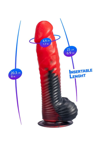SILEXD - DEVIL DILDO FANTASY SKYSTAS SILIKONAS TERMOAKTYVUS RAUDONAS JUODAS 20,3 CM