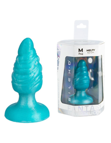 SILEXD - MELTY ANAL PLUG FANTASY LIQUID SILICONE THERMOREACTIVE CELESTIAL BLUE 9.2 CM