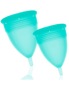 STERCUP - FDA patvirtinta silikoninė menstruacinė taurelė, pakuotės dydis SL, akvamarino spalvos