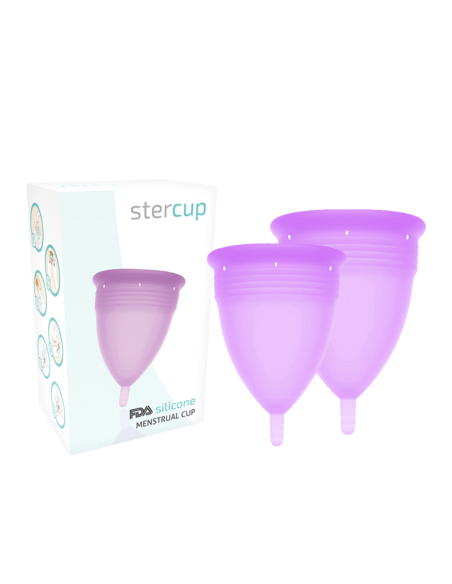 STERCUP - FDA patvirtinta silikoninė menstruacinė taurelė, pakuotės dydis SL, alyvinė