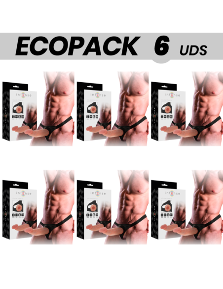 ECOPACK 6 UNITS - INTENSE HOLLOW HARNESS WITH DILDO 18 X 3.5 CM