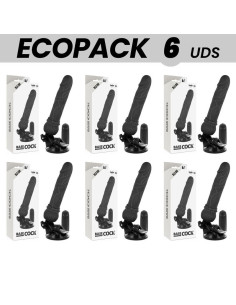 ECOPACK 6 UNITS - BASECOCK REALISTIC VIBRATOR REMOTE CONTROL BLACK 19.5 CM -O- 4 CM