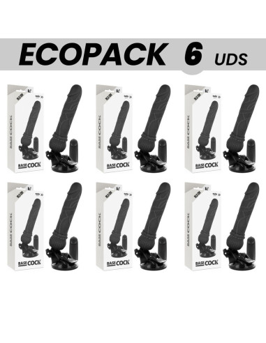 ECOPACK 6 UNITS - BASECOCK REALISTIC VIBRATOR REMOTE CONTROL BLACK 19.5 CM -O- 4 CM