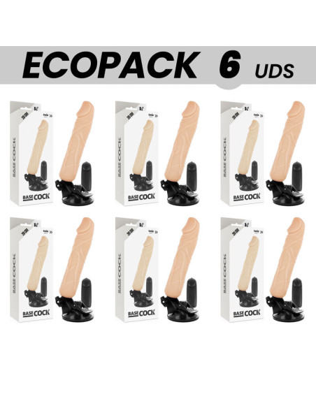 ECOPACK 6 VIENETAI - BASECOCK REALISTINIS VIBRATORIUS SU NUOTOLINIO VALDYMO VALDYMU 20 CM - O- 4 CM
