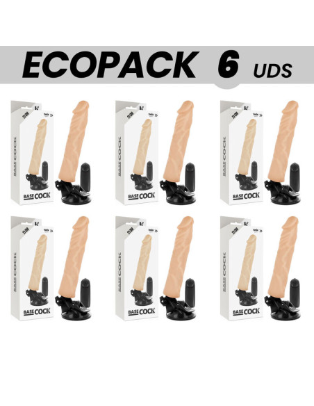 ECOPACK 6 VIENETAI - BASECOCK REALISTINIS VIBRATORIUS SU NUOTOLINIO VALDYMO VALDYMU 21 CM - O- 4 CM