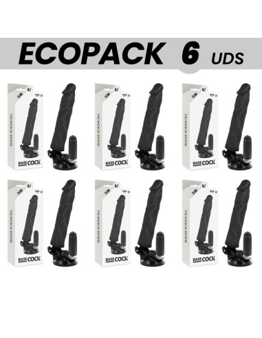 ECOPACK 6 VIENETAI - BASECOCK REALISTINIS VIBRATORIUS SU NUOTOLINIO VALDYMO VALDYMU, JUODAS, 21 CM -O- 4 CM