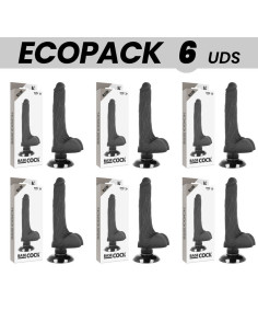 ECOPACK 6 VIENETAI - BASECOCK REALISTINIS VIBRATORIUS 2-1 JUODAS 18,5 CM -O- 4 CM