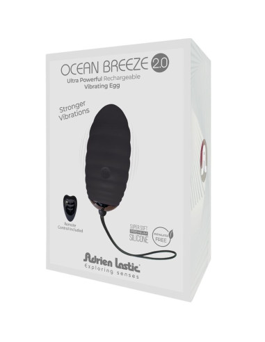 ADRIEN LASTIC - ĮKRAUNAMAS VIBRUOJAMAS KIAUŠINIS „OCEAN BREEZE 2.0“ SU NUOTOLINIO VALDYMO PULTELIU, JUODA
