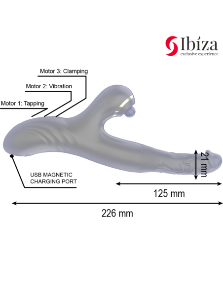 IBIZA - TWO DRAGONS DOUBLE VIBRATOR BLACK